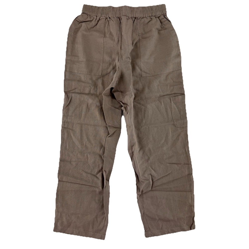Susan Graver Regular Pure Easy Linen Utility Crop Pant Size XXS‎ Flax Beige